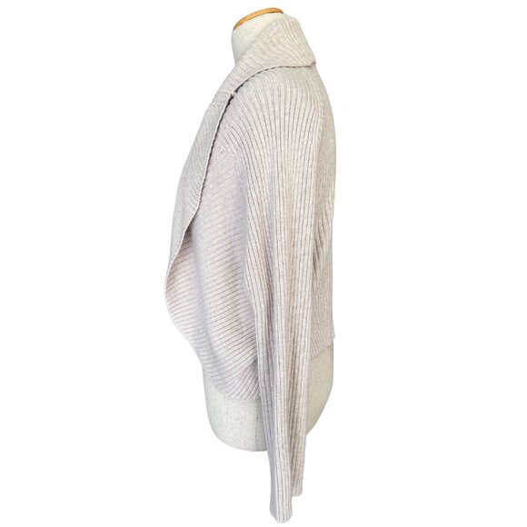 White House Black Market Size M Oatmeal Tan Cashmere Blend Rib Cocoon‎ Cardigan - Picture 2 of 9